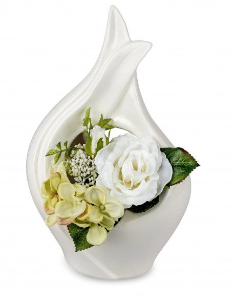 Moderne Dekovase Blumenvase Tischvase Vase aus Keramik Creme Beige Höhe 30 cm