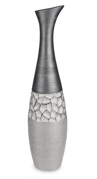 Modern deco vase flower vase bottle vase floor vase made of ceramic silver height 60 cm