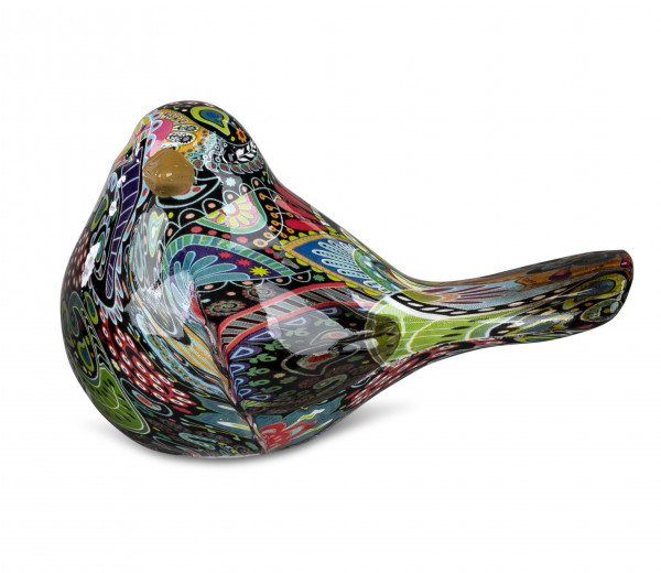 Moderne Skulptur Dekofigur Vogel aus Kunststein mehrfarbig 16x10 cm