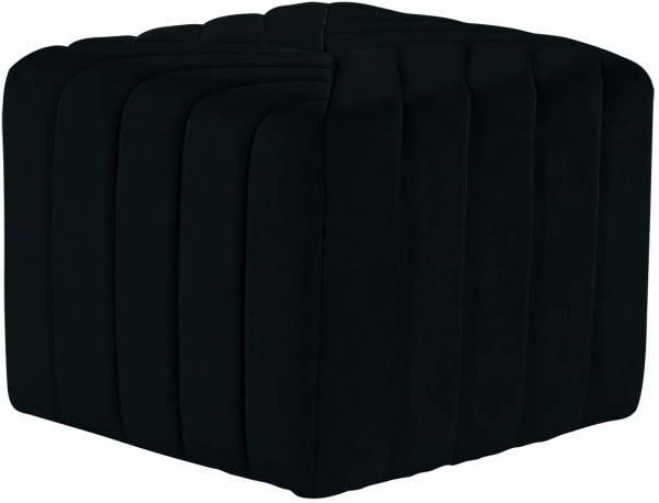 High-quality stool Montreal with velvet cover I seat cube with high-quality upholstery in velvet look and floor-protecting surface 44x44x36 cm (black)