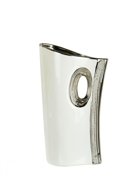 Modern deco vase flower vase ceramic table vase white / silver height 20 cm