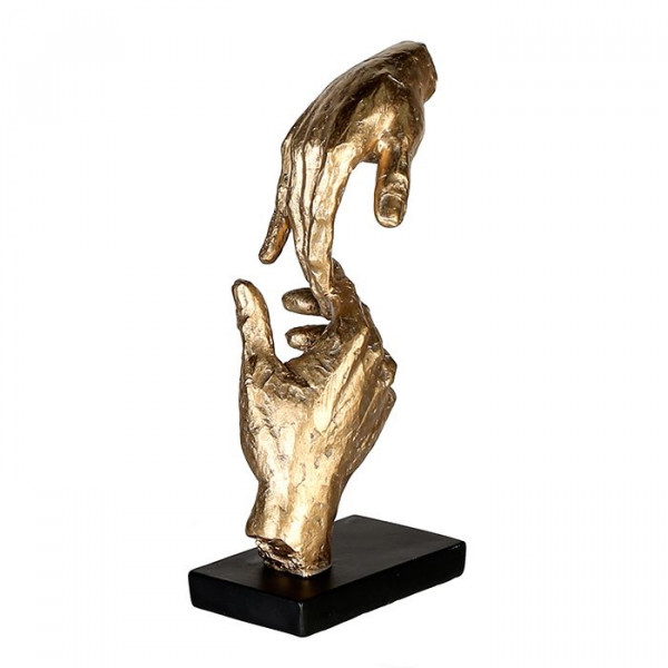 Exclusive decorative bust sculpture decorative figure Two Hands made of artificial stone in black / gold 14x29 cm