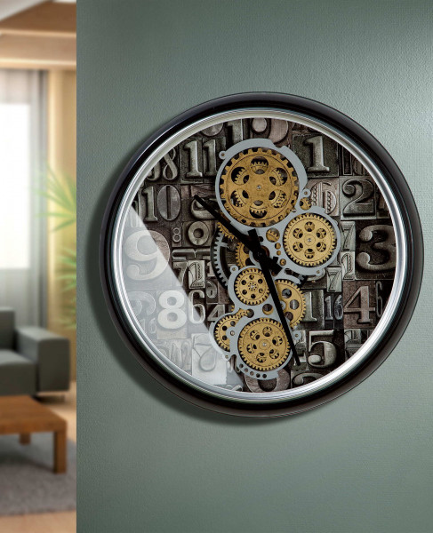 Moderne Wanduhr aus Glas/Metall mit lautlosem Uhrwerk Ø 51 cm