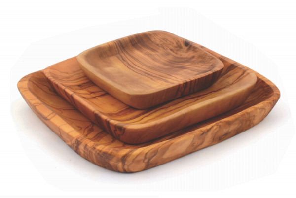 Olive wood bowls in a set of 3 Dip bowls Salad bowls with beautiful grain 11x11 | 15x15 | 20x20 cm