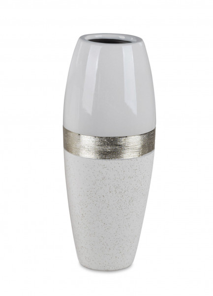 Modern decorative vase, flower vase, table vase, ceramic vase, white/gold, 12x30 cm
