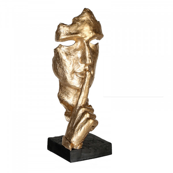 Exclusive decorative bust sculpture decorative figure made of artificial stone in black / gold 13x39 cm