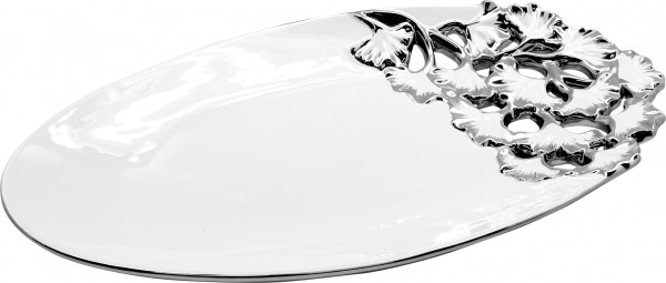 Beautiful decorative bowl fruit bowl ceramic bowl white / silver length 35 cm