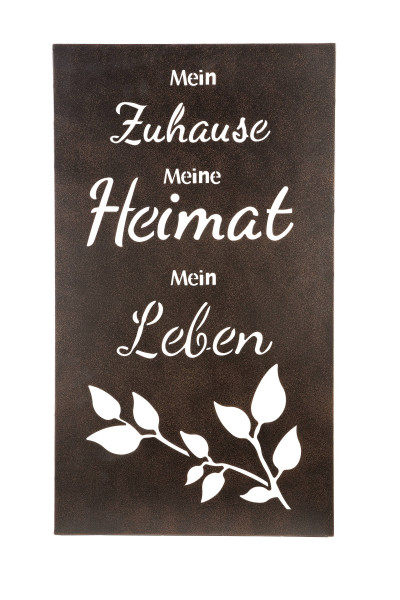Modern wall relief mural picture for the garden Garden sign &quot;Heimat&quot; made of metal 40x70 cm