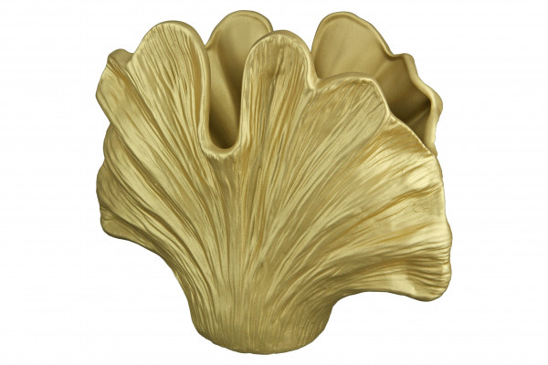 Moderne Dekovase Blumenvase Tischvase Vase aus Keramik gold matt 30x26 cm