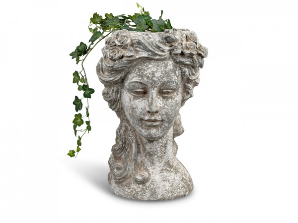 Plant bust Plant pot in antique style Planter made of magnesia, height 36 cm, weatherproof and decorated with relief
