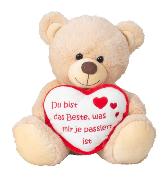 Teddy bear cuddly bear with heart and inscription 30 cm tall plush bear cuddly toy velvety soft - to love