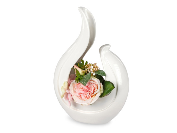 Moderne Dekovase Blumenvase Tischvase Vase aus Keramik creme farben Höhe 33 cm
