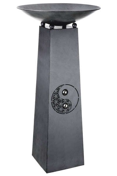 Moderne Pflanzenschale und Schalenständer Yin Yang im Set aus Metall Höhe 102 cm Ø 50 cm
