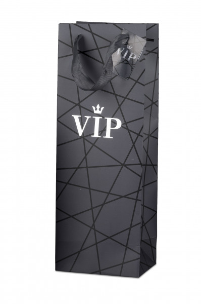 Geschenktüten Flaschentüten VIP Papiertüten Geschenktaschen schwarz im 3er Set (12x35 cm)