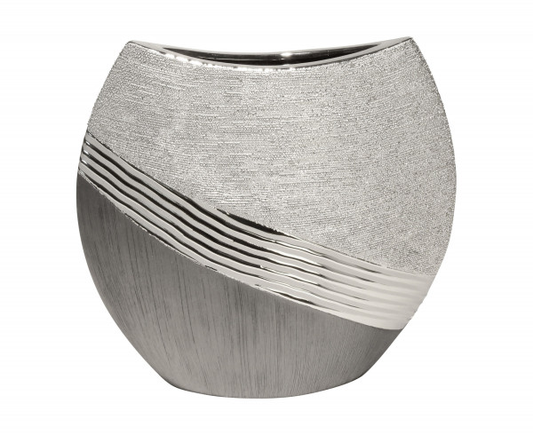 Modern decorative vase flower vase table vase made of ceramic silver / gray 27x21 cm