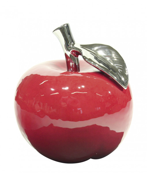 Moderne Skulptur Dekofigur Apfel &#039;Facella&#039; aus Keramik rot Höhe 10 cm Durchmesser 8,5 cm