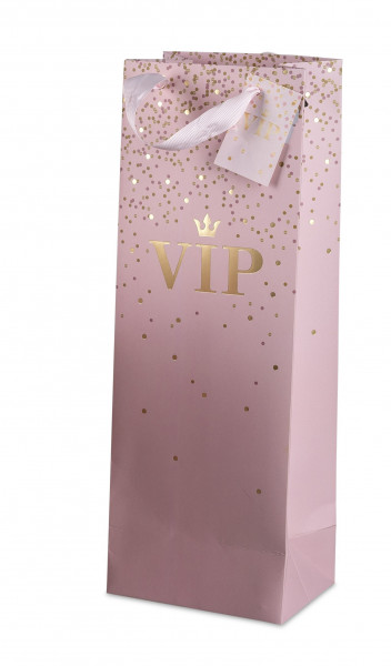 Geschenktüten Flaschentüten VIP Papiertüten Geschenktaschen rosa im 3er Set (12x35 cm)