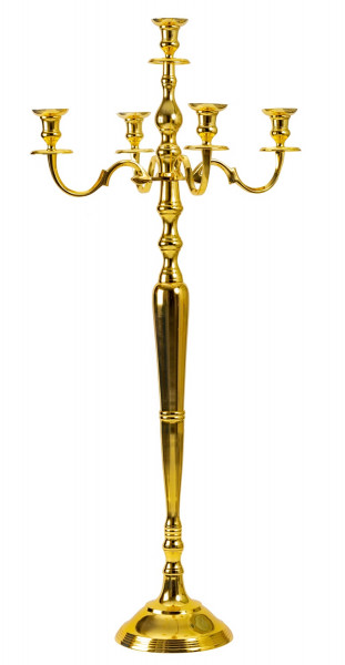 Candlestick 5-arm Candlestick Candelabrum made of metal gold height 121 cm
