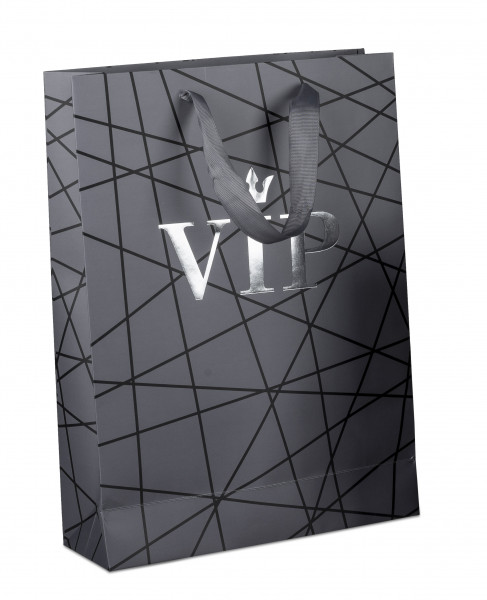 Geschenktüten Flaschentüten VIP Papiertüten Geschenktaschen schwarz im 3er Set (25x34 cm)