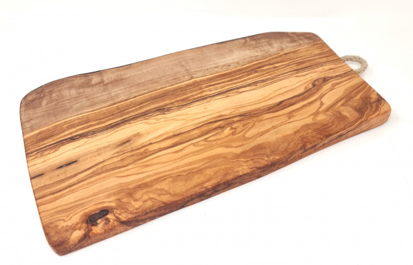 Breakfast board | Chopping board made of high quality olive wood | Vesper board | Cutting board | Cheese board | including handle and beautiful grain (35x17 cm)