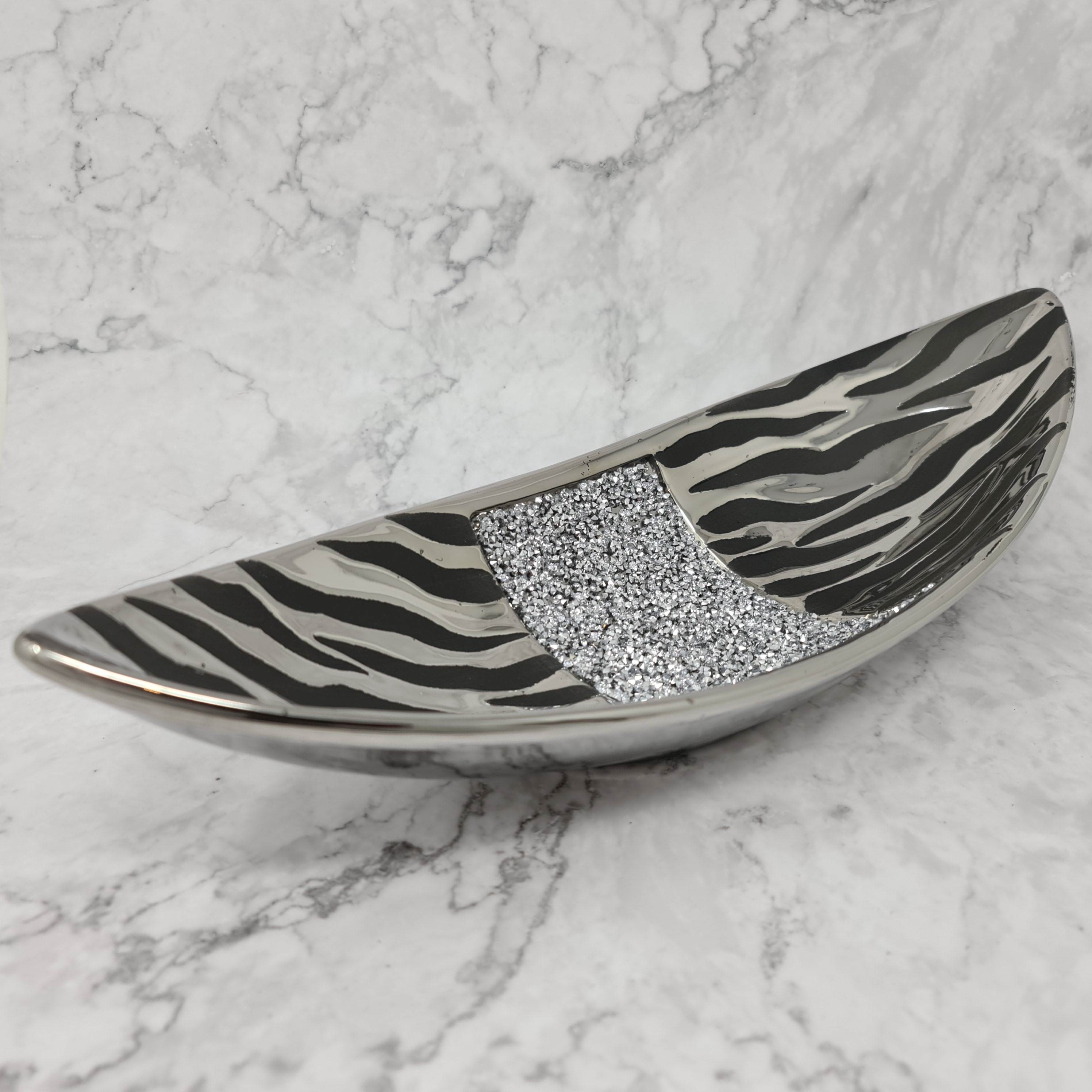 Lifestyle & More Wunderschöne Dekoschale Obstschale Schale Teller aus Keramik Stone Silber Durchmesser 25 cm
