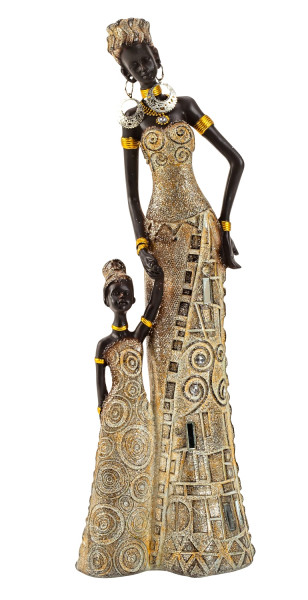 Moderne Skulptur Dekofigur Frau Afrikanerin gold/braun Höhe 31 cm