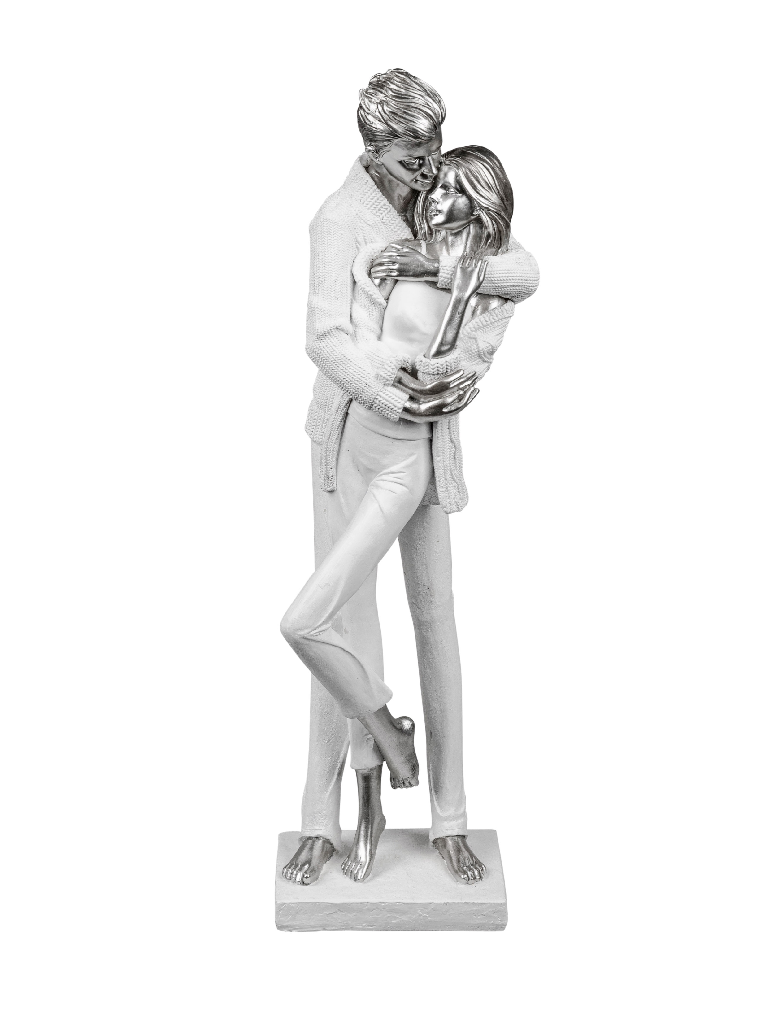 96329 Skulptur Figur Objekt Deko Balance Heart aus Keramik weiß silber Höhe 31cm 