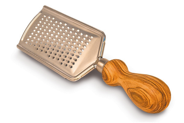 Grater Grater made of stainless steel Kitchen grater with handle made of olive wood Hand grater for vegetables, fruit Parmesan 31x10 cm
