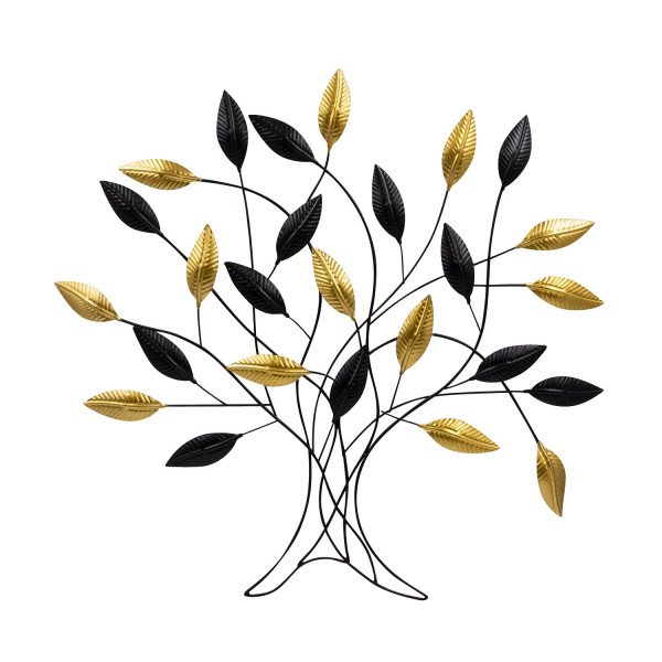 Modern wall decoration wall sculpture mural tree of life black / gold made of metal 60x58 cm