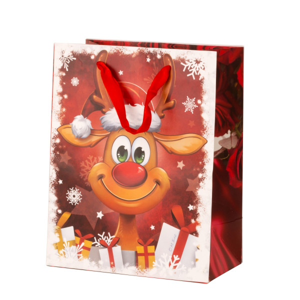 Gift bag Christmas funny reindeer Set of 6 Dimensions 18x24x10cm