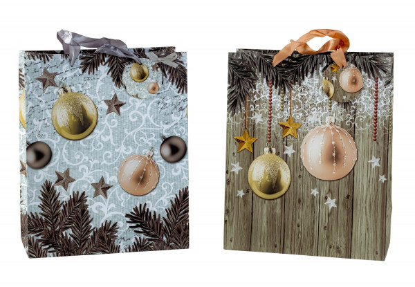 Modern gift bags Christmas Merry Christmas Christmas balls in a set of 4 dimensions 26x32x12cm