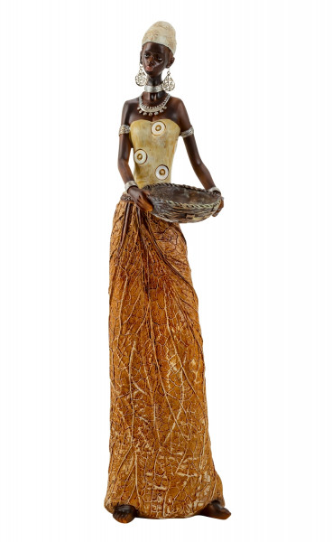 Moderne Skulptur Dekofigur Frau Afrikanerin gold/braun Höhe 40 cm