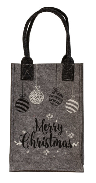 Felt shopping bag grey Merry Christmas 10x17,5x26 cm
