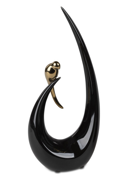 Modern sculpture decorative figure made of ceramic black/gold 12x27 cm
