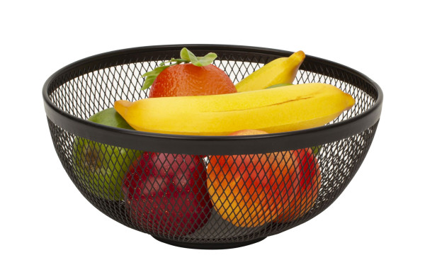Moderner Obstkorb Früchtekorb Obstschale aus Metall Schwarz 26x12 cm