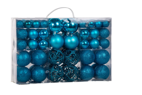 100 pieces Christmas balls turquoise Christmas tree decorations Christmas tree balls 100 metal hook pendants Shatterproof