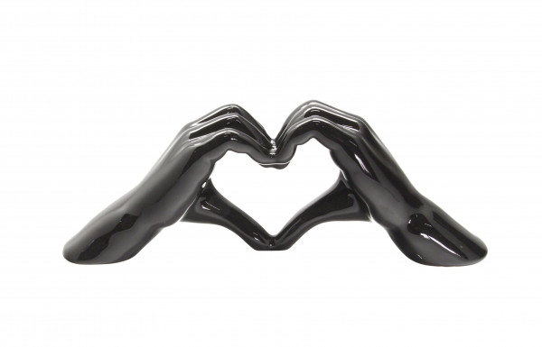 Modern sculpture Dekofigur Hand Heart made of ceramic black 31x11 cm