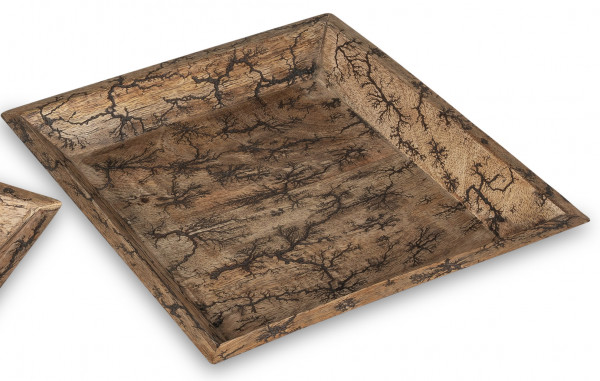 Dekorative Holzschale Tablett Schale Braun aus Mango Holz 30x30 cm