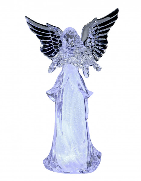 Beautiful angel sculpture with LED lighting Christmas Christmas decoration made of acrylic height 28 cm