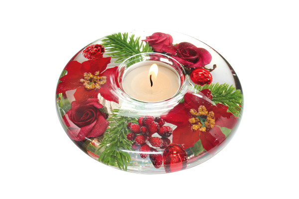 Modern tealight holder glass lantern holder with roses autumn and Christmas decoration diameter 13 cm * exclusive handicraft *