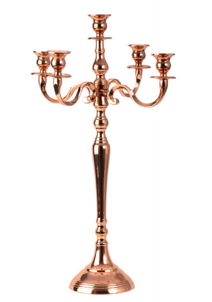 Kerzenständer 5-armig Kerzenleuchter Kandelaber aus Metall Rosé Gold Höhe 62 cm