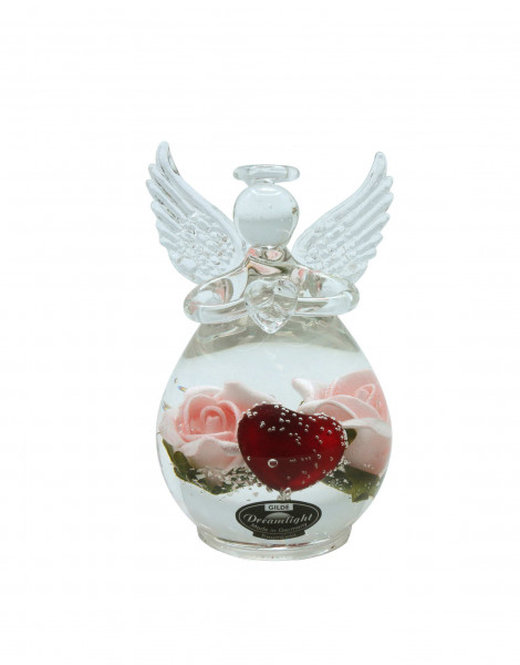 Modern sculpture decorative figure angel made of glass including rose decor 7x10 cm *Made in Germany*