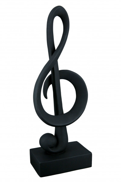Moderne Skulptur Dekofigur Notenschlüssel aus Kunstharz auf Sockel 15x39 cm (Schwarz)