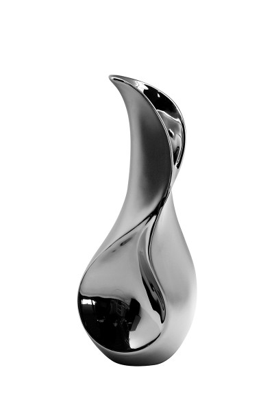 Moderne Dekovase Blumenvase Tischvase Vase aus Keramik Silber glänzend und matt 9x23 cm