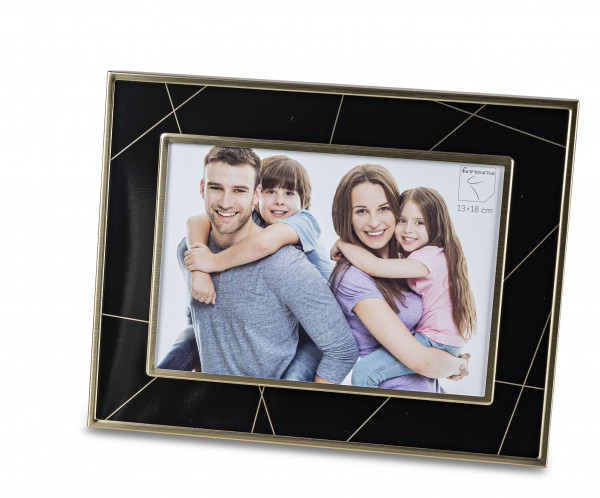 Moderner Fotorahmen Bilderrahmen aus Aluminium schwarz/gold 13x18 cm