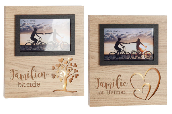 Modern picture frame photo frame family made of MDF wood including LED lighting 21x25 cm