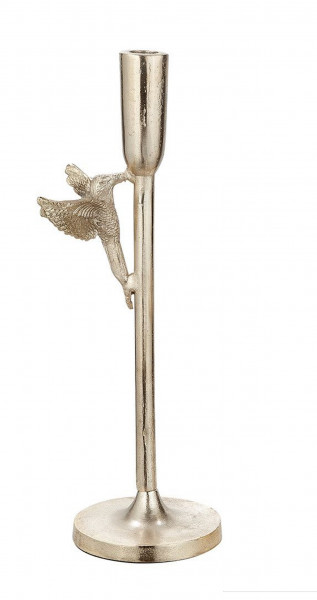 Noble candlestick one-armed candlestick made of aluminum and bird decoration gold, height 38 cm