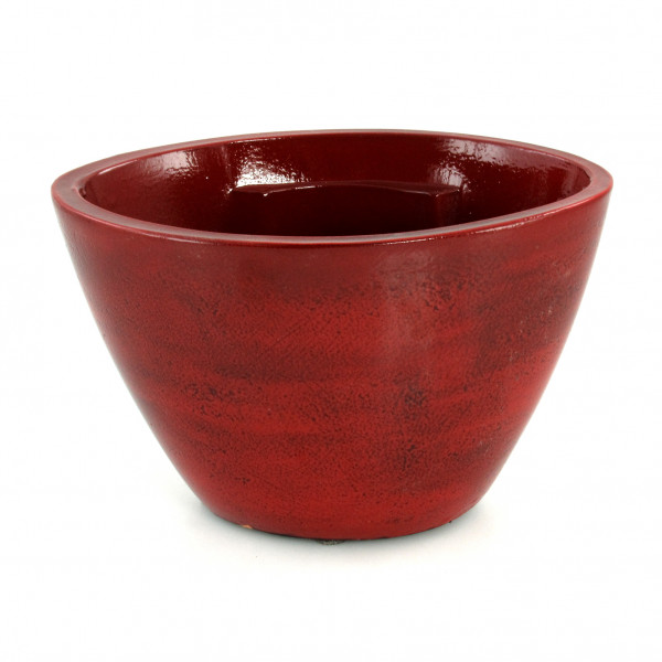 Moderner Übertopf Pflanzengefäß Vase für Blumen aus Keramik in der Farbe Rot 23x14x15 cm