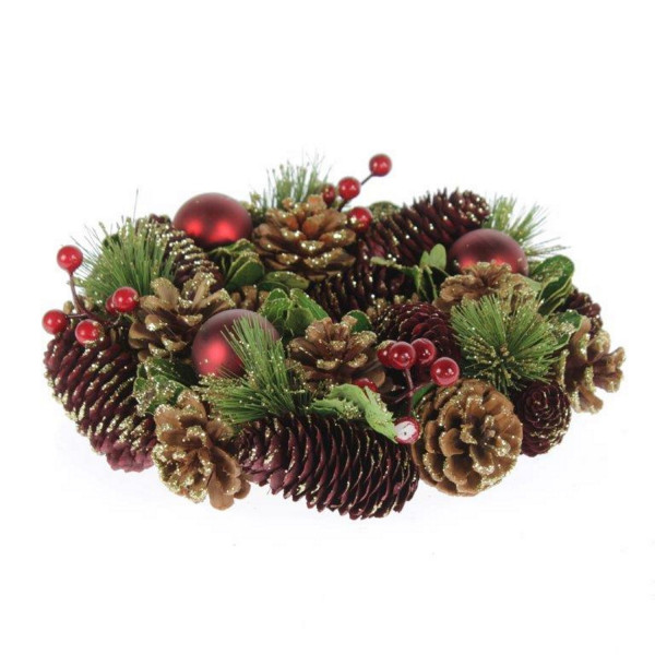 Decorative wreath Christmas wreath door wreath red / brown rattan wreath Ø 26 cm