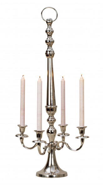 Kerzenständer 4-armig Kerzenleuchter Kandelaber zum stellen und hängen aus Metall silber Höhe 80 cm